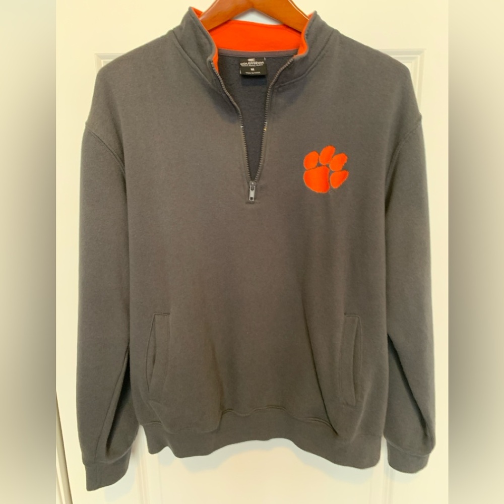 Colosseum Men’s M Grey/Orange Clemson 1/4 Zip Pullover with pockets